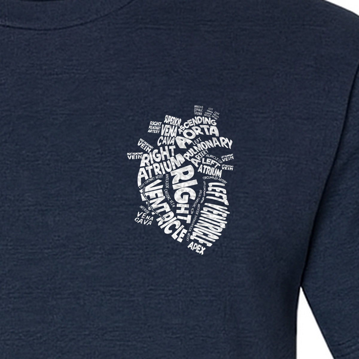 Anatomical Heart T-Shirt, Medical Word Art Design for Nurses and Nursing Students