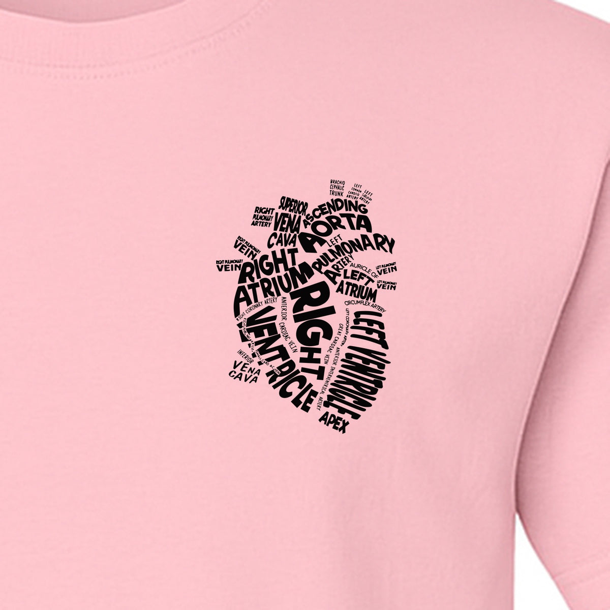 Anatomical Heart T-Shirt, Medical Word Art Design for Nurses and Nursing Students