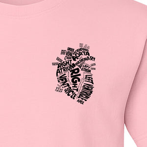 Anatomical Heart T-Shirt, Medical Word Art Design for Nurses and Nursing Students