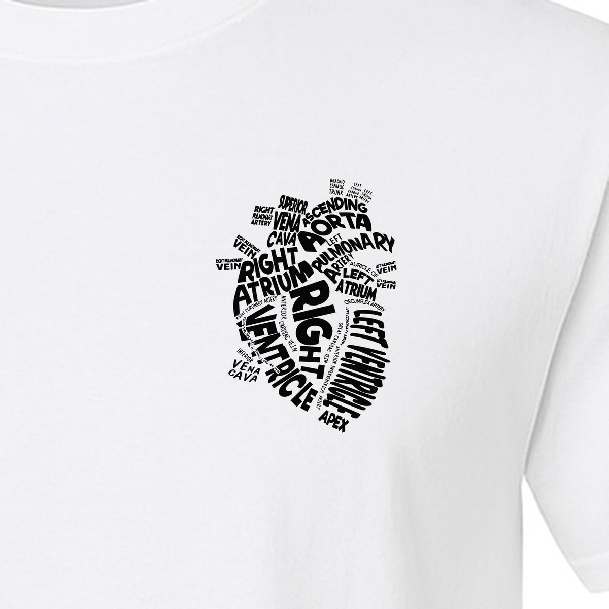Anatomical Heart T-Shirt, Medical Word Art Design for Nurses and Nursing Students