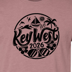 Key West 2026 T-Shirt, Florida Vacation Nautical Graphic for Beach Trips and Girls Getaways