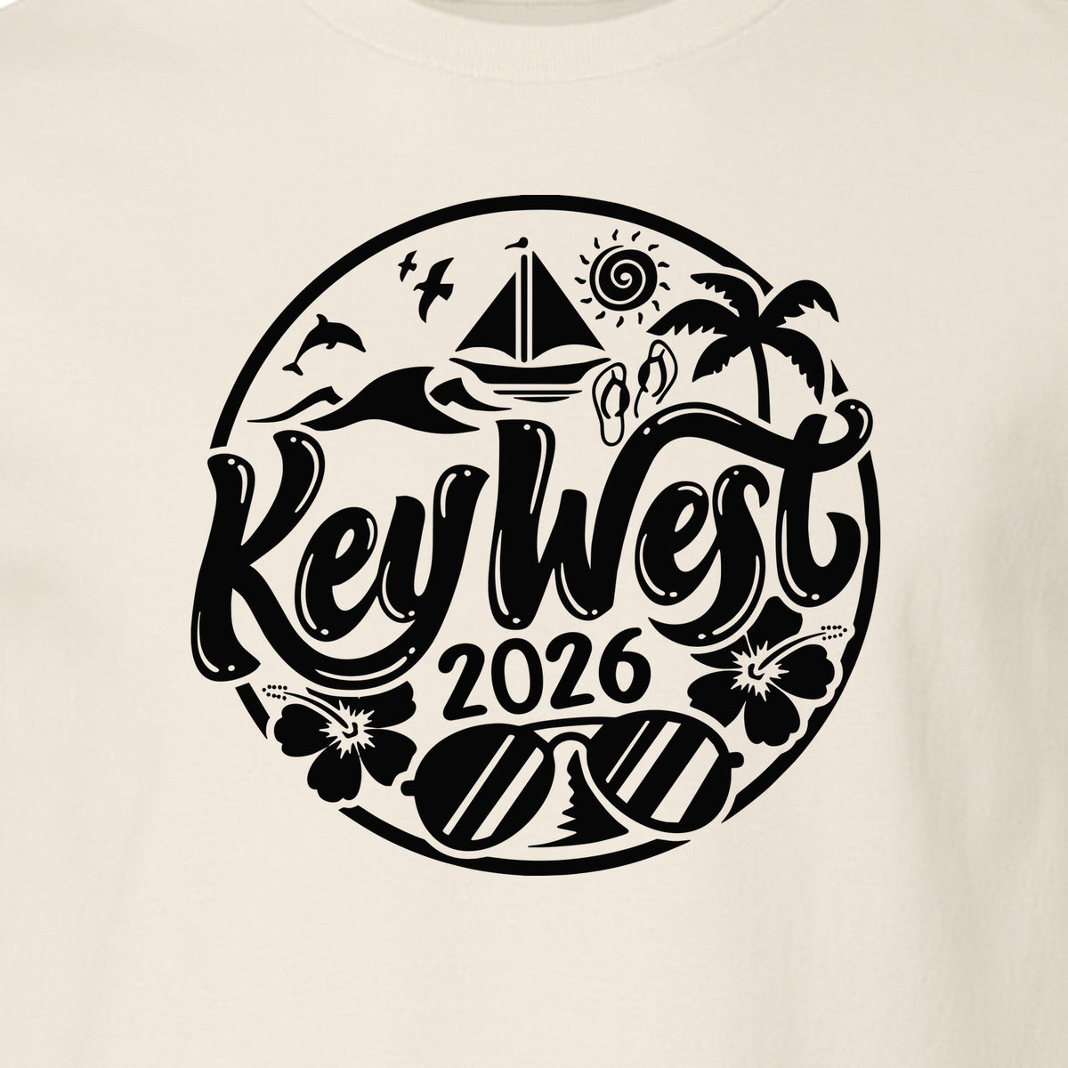 Key West 2026 T-Shirt, Florida Vacation Nautical Graphic for Beach Trips and Girls Getaways