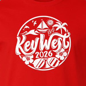 Key West 2026 T-Shirt, Florida Vacation Nautical Graphic for Beach Trips and Girls Getaways
