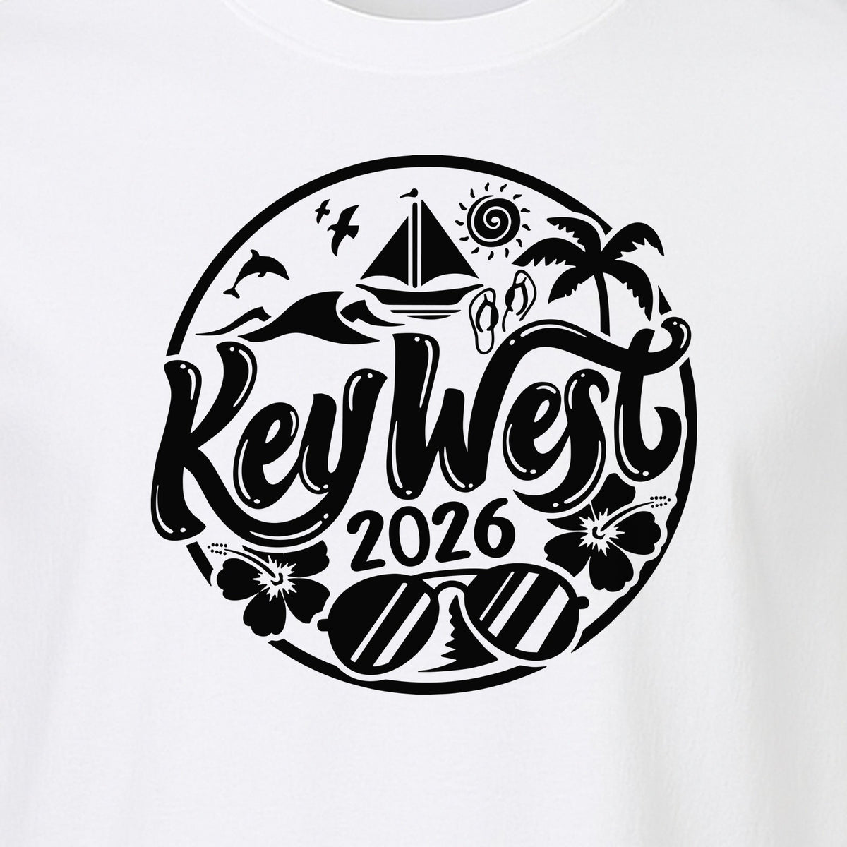 Key West 2026 T-Shirt, Florida Vacation Nautical Graphic for Beach Trips and Girls Getaways