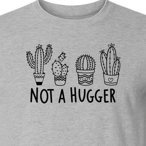 Not A Hugger Cactus T-Shirt, Funny Introvert Plant Lover Graphic with Four Potted Cacti
