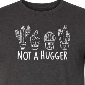 Not A Hugger Cactus T-Shirt, Funny Introvert Plant Lover Graphic with Four Potted Cacti