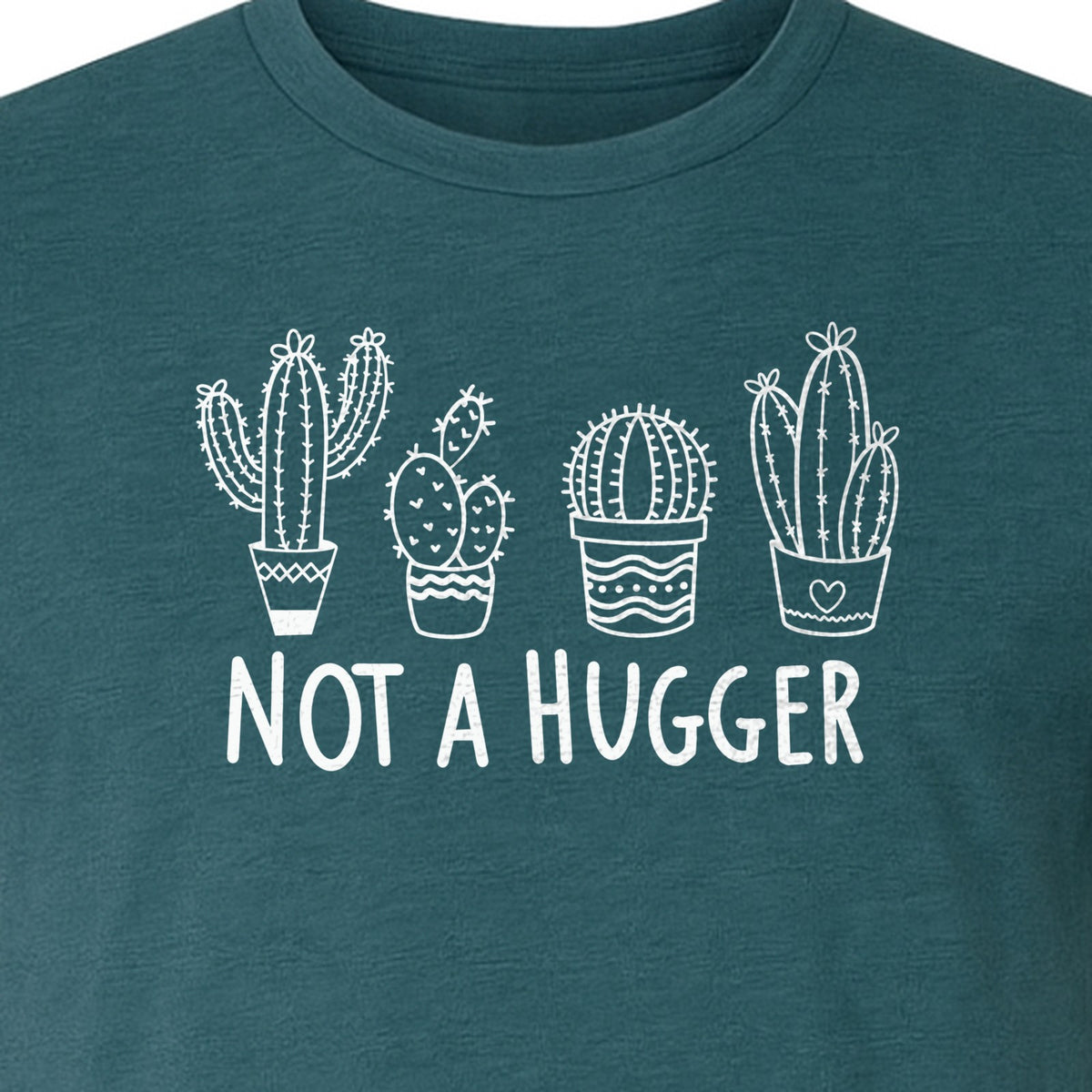 Not A Hugger Cactus T-Shirt, Funny Introvert Plant Lover Graphic with Four Potted Cacti