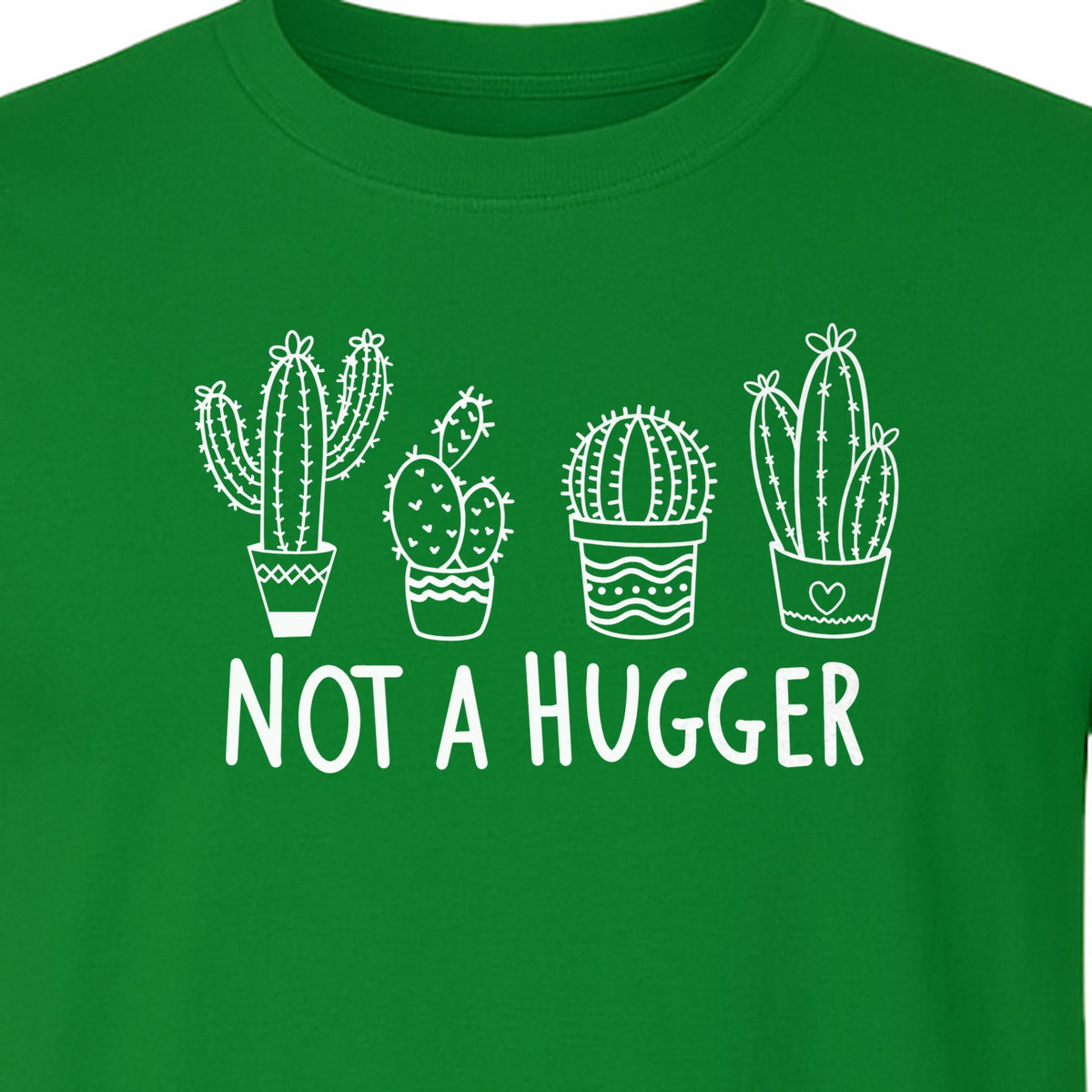 Not A Hugger Cactus T-Shirt, Funny Introvert Plant Lover Graphic with Four Potted Cacti