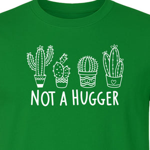 Not A Hugger Cactus T-Shirt, Funny Introvert Plant Lover Graphic with Four Potted Cacti