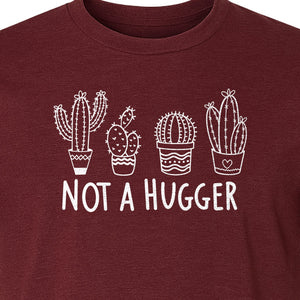 Not A Hugger Cactus T-Shirt, Funny Introvert Plant Lover Graphic with Four Potted Cacti