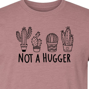 Not A Hugger Cactus T-Shirt, Funny Introvert Plant Lover Graphic with Four Potted Cacti