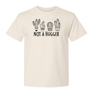 Not A Hugger Cactus T-Shirt, Funny Introvert Plant Lover Graphic with Four Potted Cacti