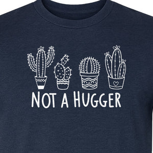 Not A Hugger Cactus T-Shirt, Funny Introvert Plant Lover Graphic with Four Potted Cacti
