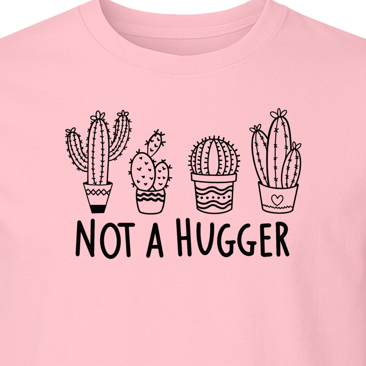 Not A Hugger Cactus T-Shirt, Funny Introvert Plant Lover Graphic with Four Potted Cacti