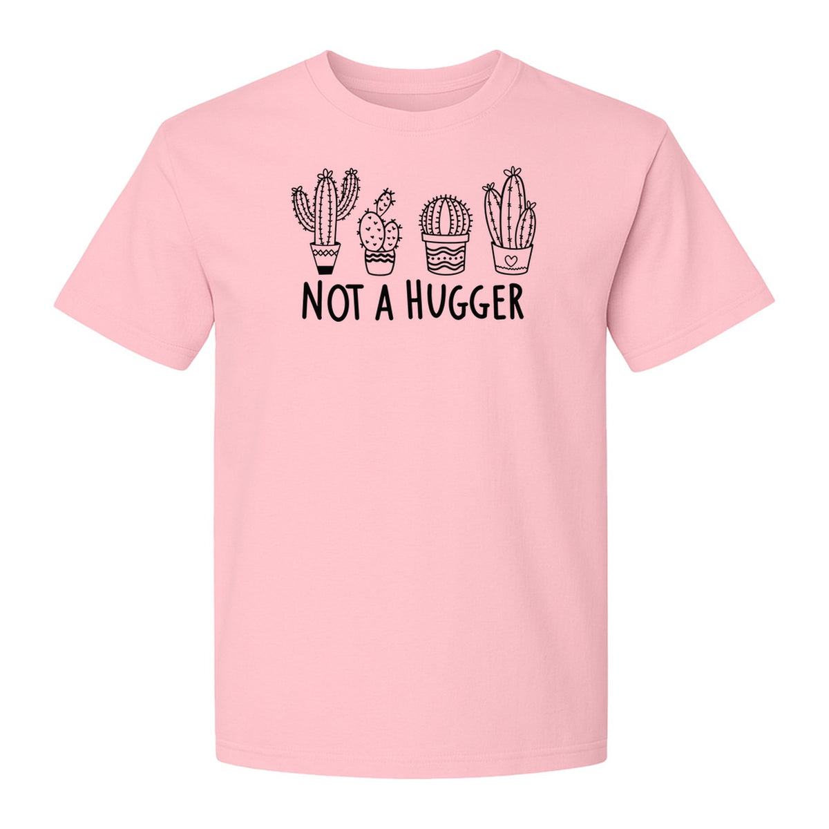 Not A Hugger Cactus T-Shirt, Funny Introvert Plant Lover Graphic with Four Potted Cacti
