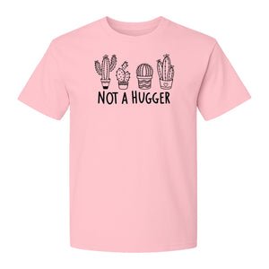 Not A Hugger Cactus T-Shirt, Funny Introvert Plant Lover Graphic with Four Potted Cacti