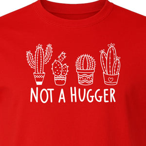 Not A Hugger Cactus T-Shirt, Funny Introvert Plant Lover Graphic with Four Potted Cacti