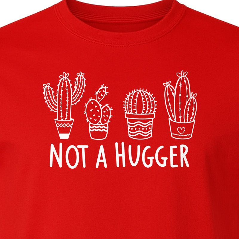 Not A Hugger Cactus T-Shirt, Funny Introvert Plant Lover Graphic with Four Potted Cacti