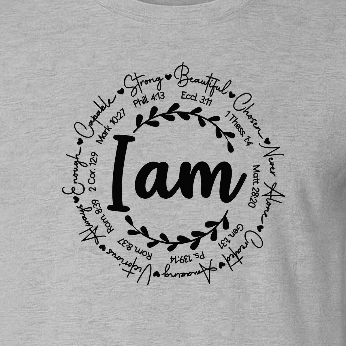 Christian T-Shirt, I Am Chosen Scripture Wreath Design for Believers and Church