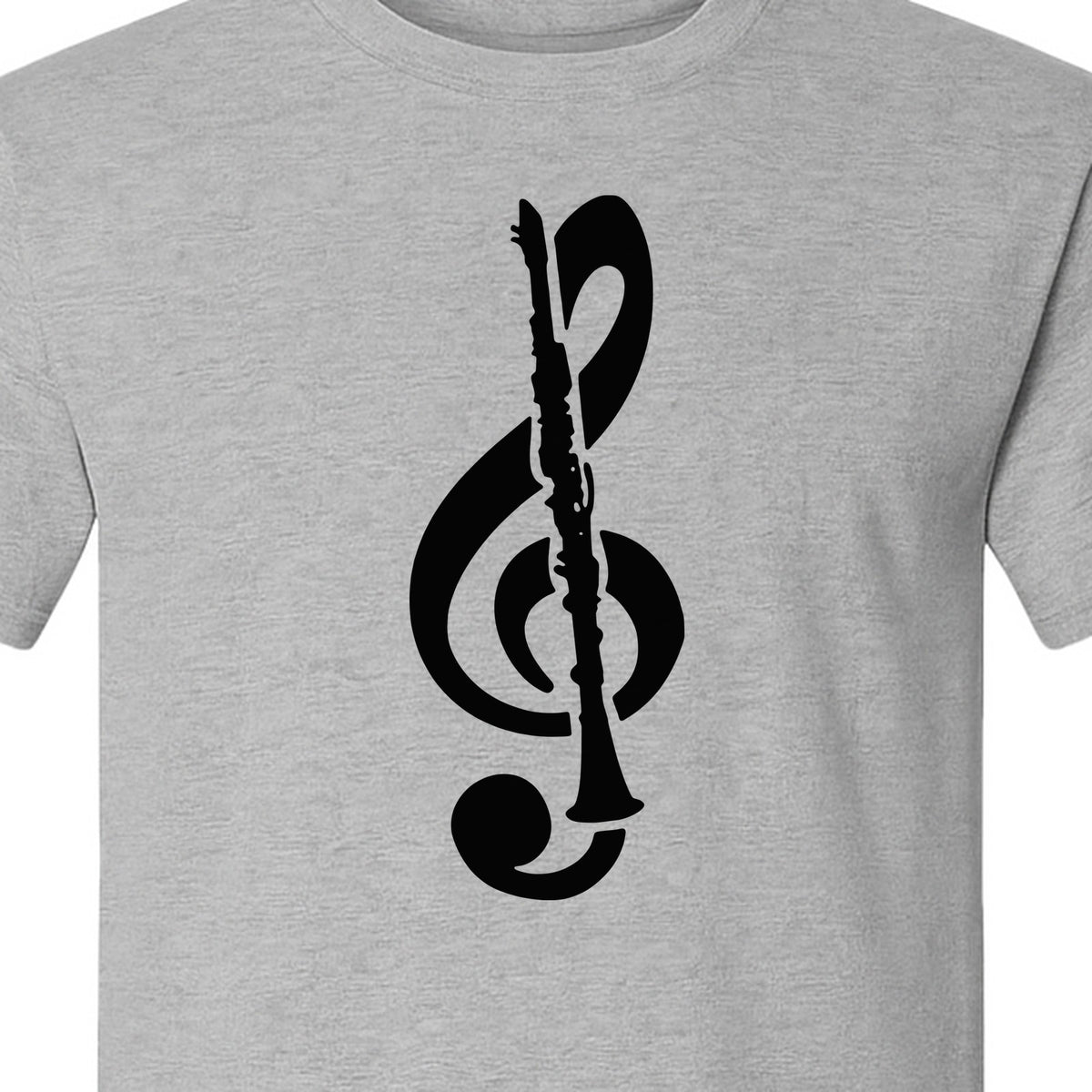Clarinet T-Shirt, Distressed Treble Clef Musician Graphic for Band Members and Music Lovers
