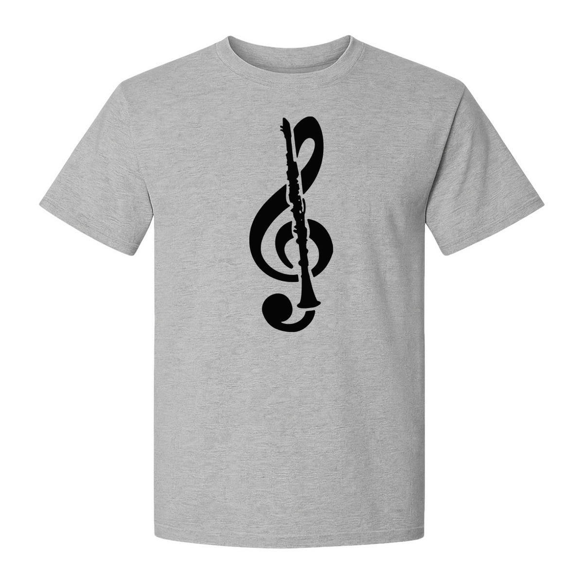 Clarinet T-Shirt, Distressed Treble Clef Musician Graphic for Band Members and Music Lovers