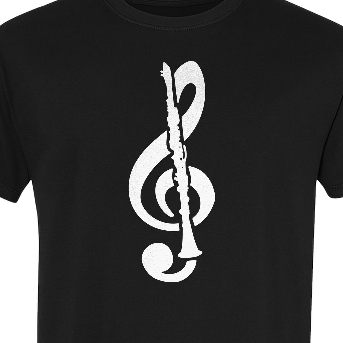 Clarinet T-Shirt, Distressed Treble Clef Musician Graphic for Band Members and Music Lovers