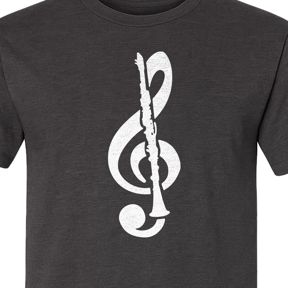 Clarinet T-Shirt, Distressed Treble Clef Musician Graphic for Band Members and Music Lovers