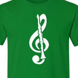 Clarinet T-Shirt, Distressed Treble Clef Musician Graphic for Band Members and Music Lovers