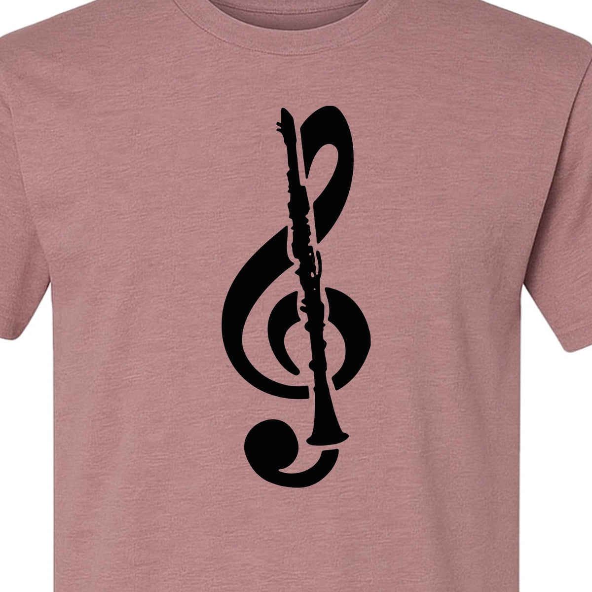 Clarinet T-Shirt, Distressed Treble Clef Musician Graphic for Band Members and Music Lovers