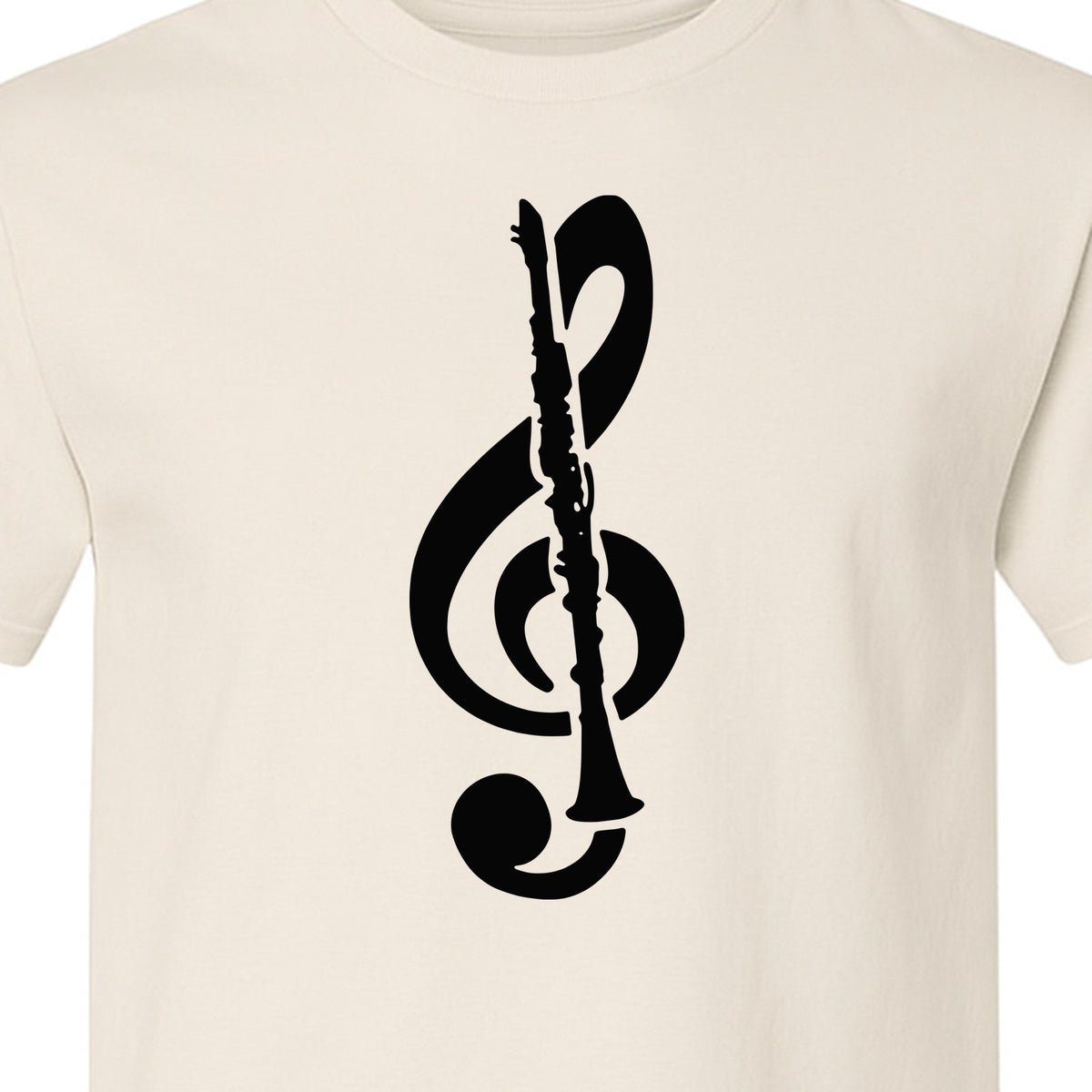 Clarinet T-Shirt, Distressed Treble Clef Musician Graphic for Band Members and Music Lovers