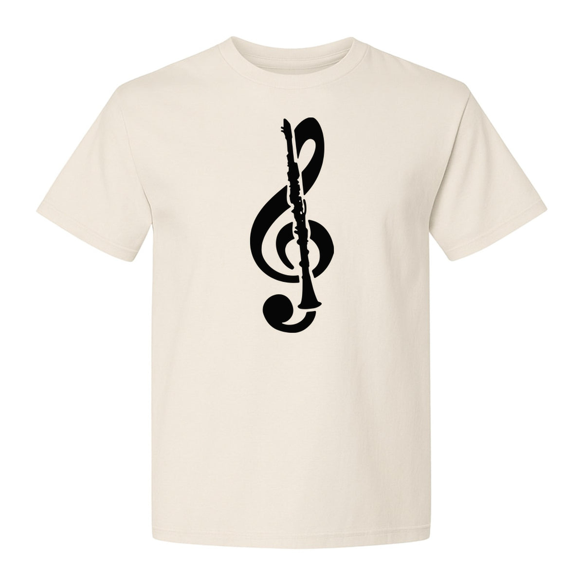 Clarinet T-Shirt, Distressed Treble Clef Musician Graphic for Band Members and Music Lovers