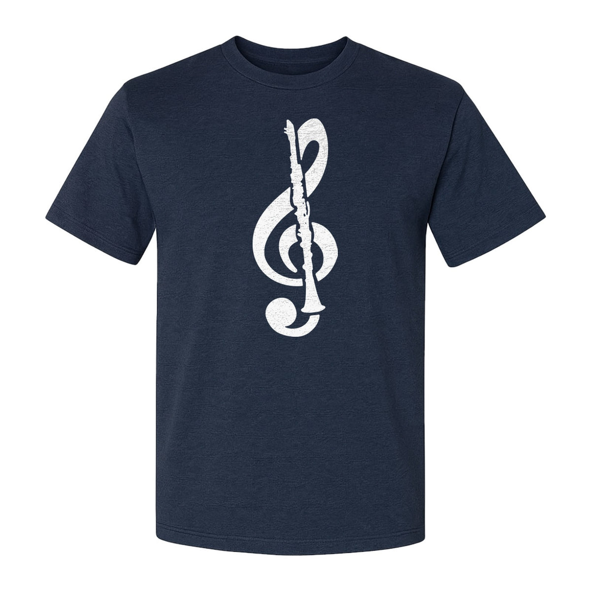 Clarinet T-Shirt, Distressed Treble Clef Musician Graphic for Band Members and Music Lovers