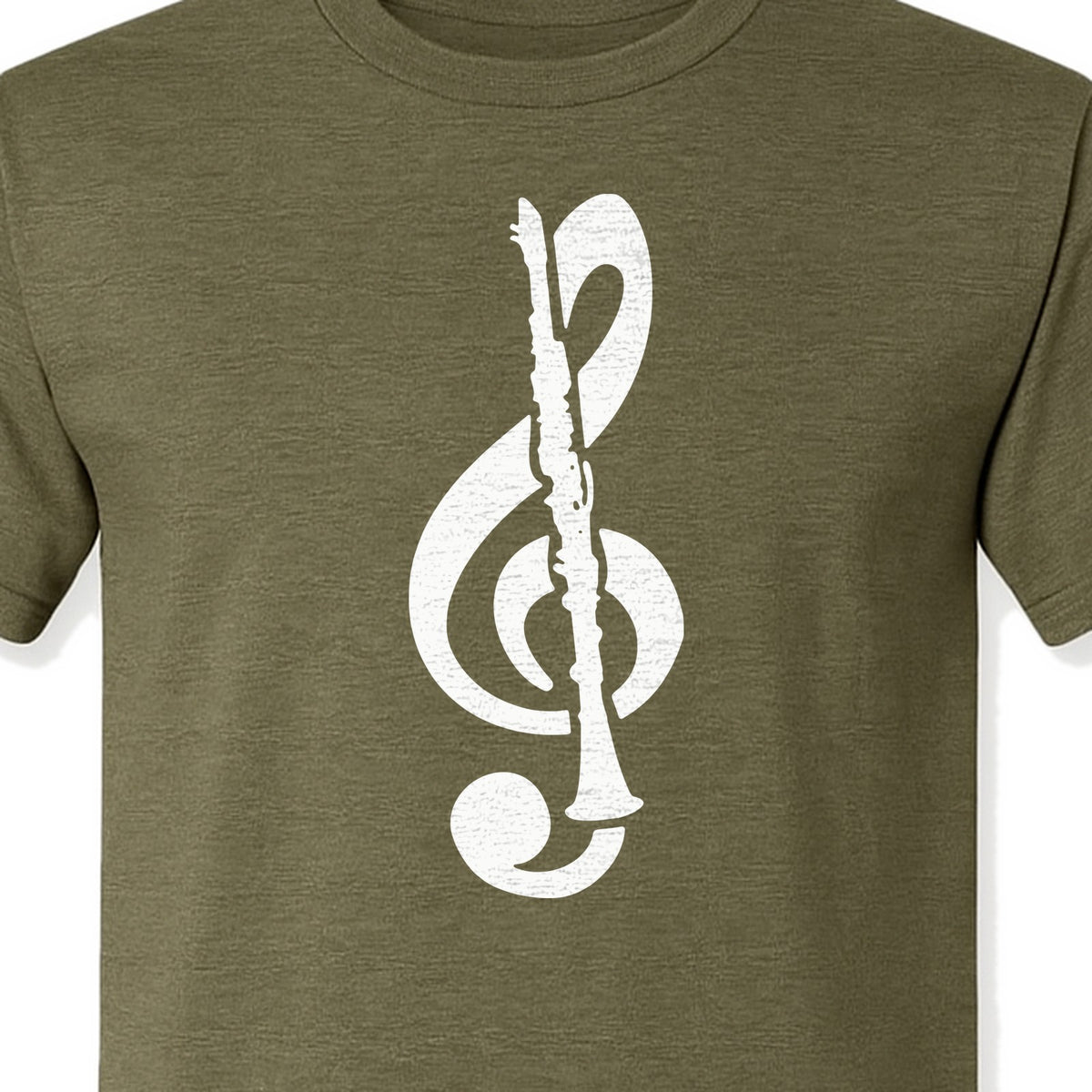 Clarinet T-Shirt, Distressed Treble Clef Musician Graphic for Band Members and Music Lovers