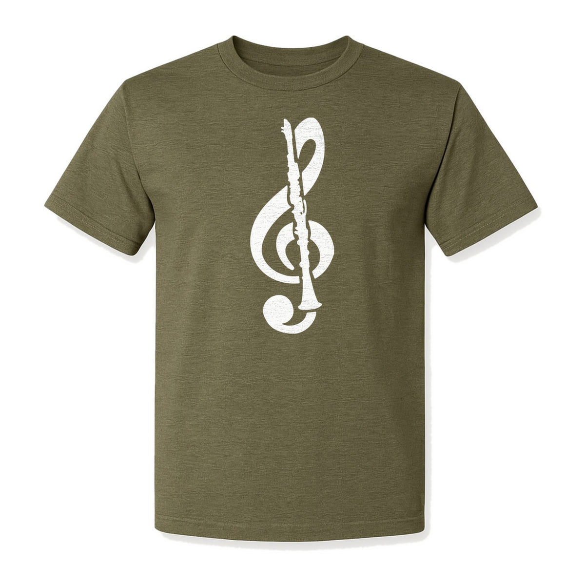 Clarinet T-Shirt, Distressed Treble Clef Musician Graphic for Band Members and Music Lovers