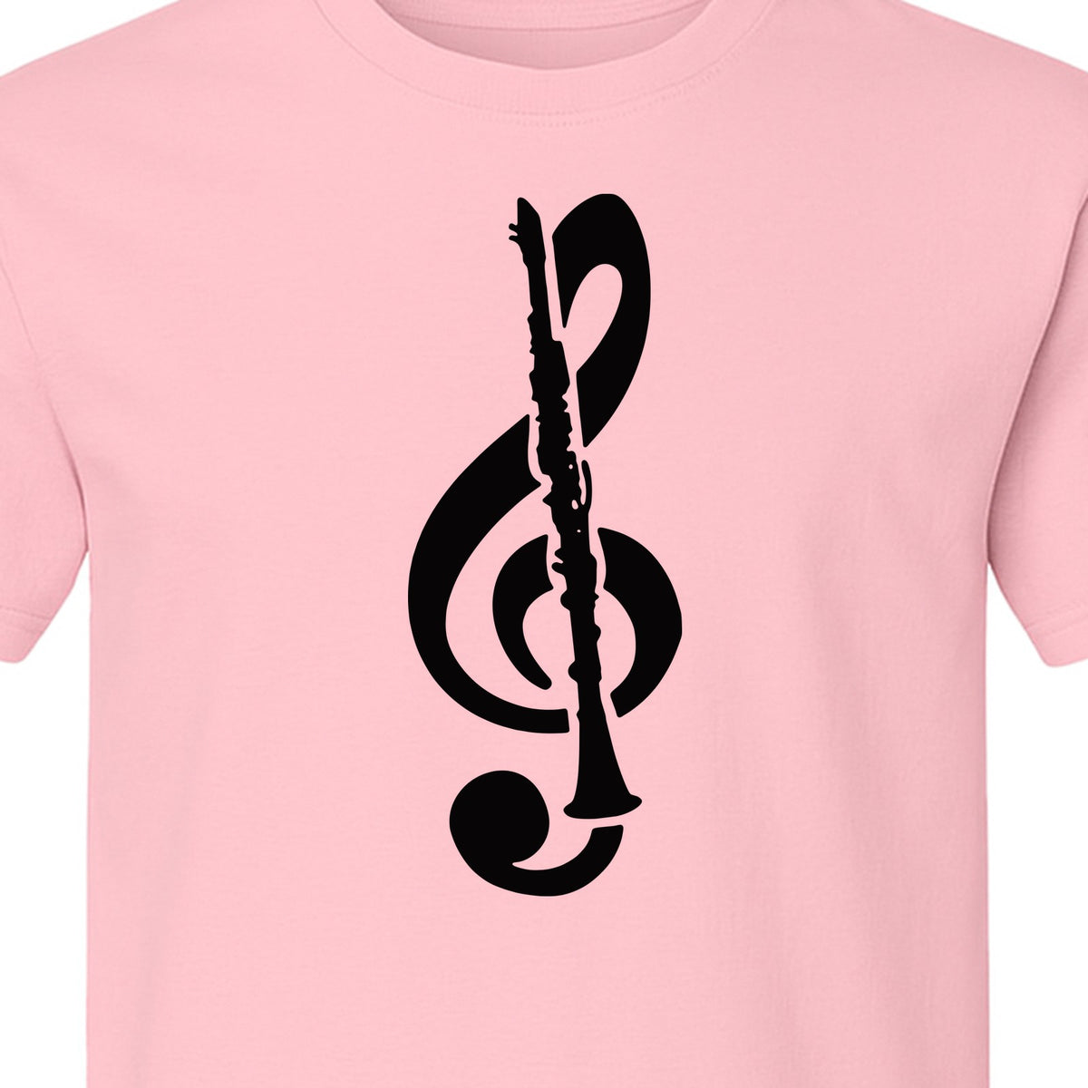 Clarinet T-Shirt, Distressed Treble Clef Musician Graphic for Band Members and Music Lovers