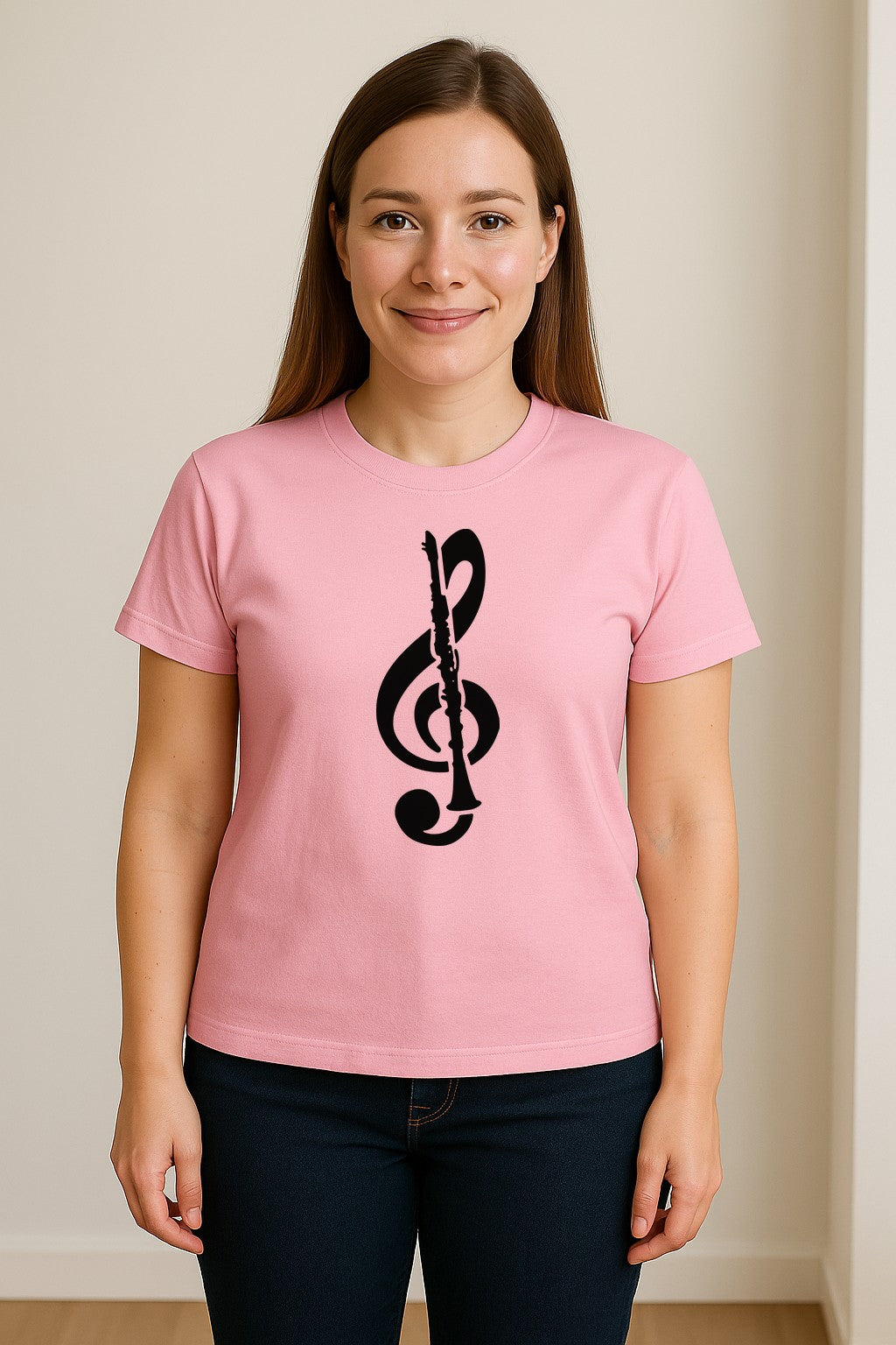 Clarinet T-Shirt, Distressed Treble Clef Musician Graphic for Band Members and Music Lovers