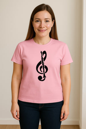 Clarinet T-Shirt, Distressed Treble Clef Musician Graphic for Band Members and Music Lovers