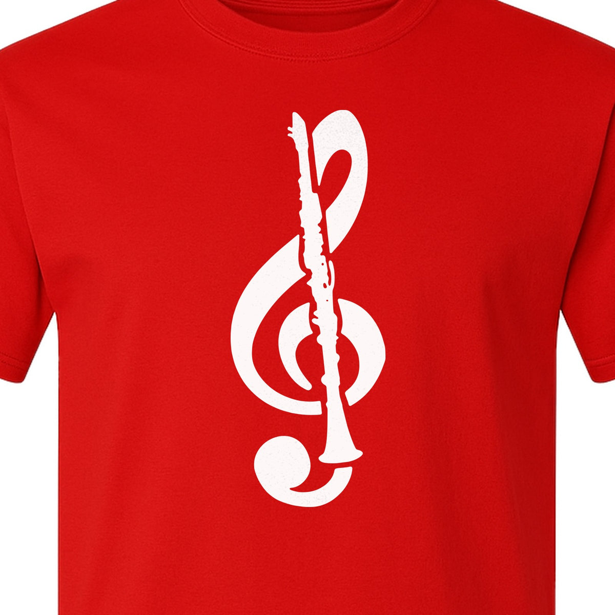 Clarinet T-Shirt, Distressed Treble Clef Musician Graphic for Band Members and Music Lovers