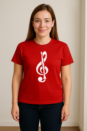 Clarinet T-Shirt, Distressed Treble Clef Musician Graphic for Band Members and Music Lovers