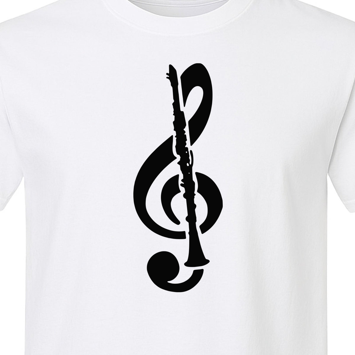 Clarinet T-Shirt, Distressed Treble Clef Musician Graphic for Band Members and Music Lovers