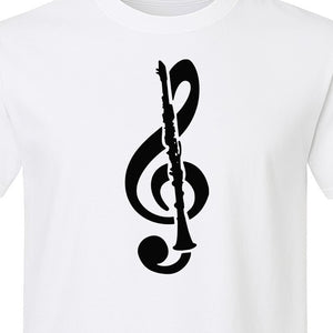 Clarinet T-Shirt, Distressed Treble Clef Musician Graphic for Band Members and Music Lovers