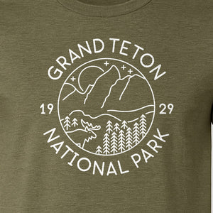 Grand Teton National Park T-Shirt, Mountain Wildlife Graphic for Hiking and Camping Trips