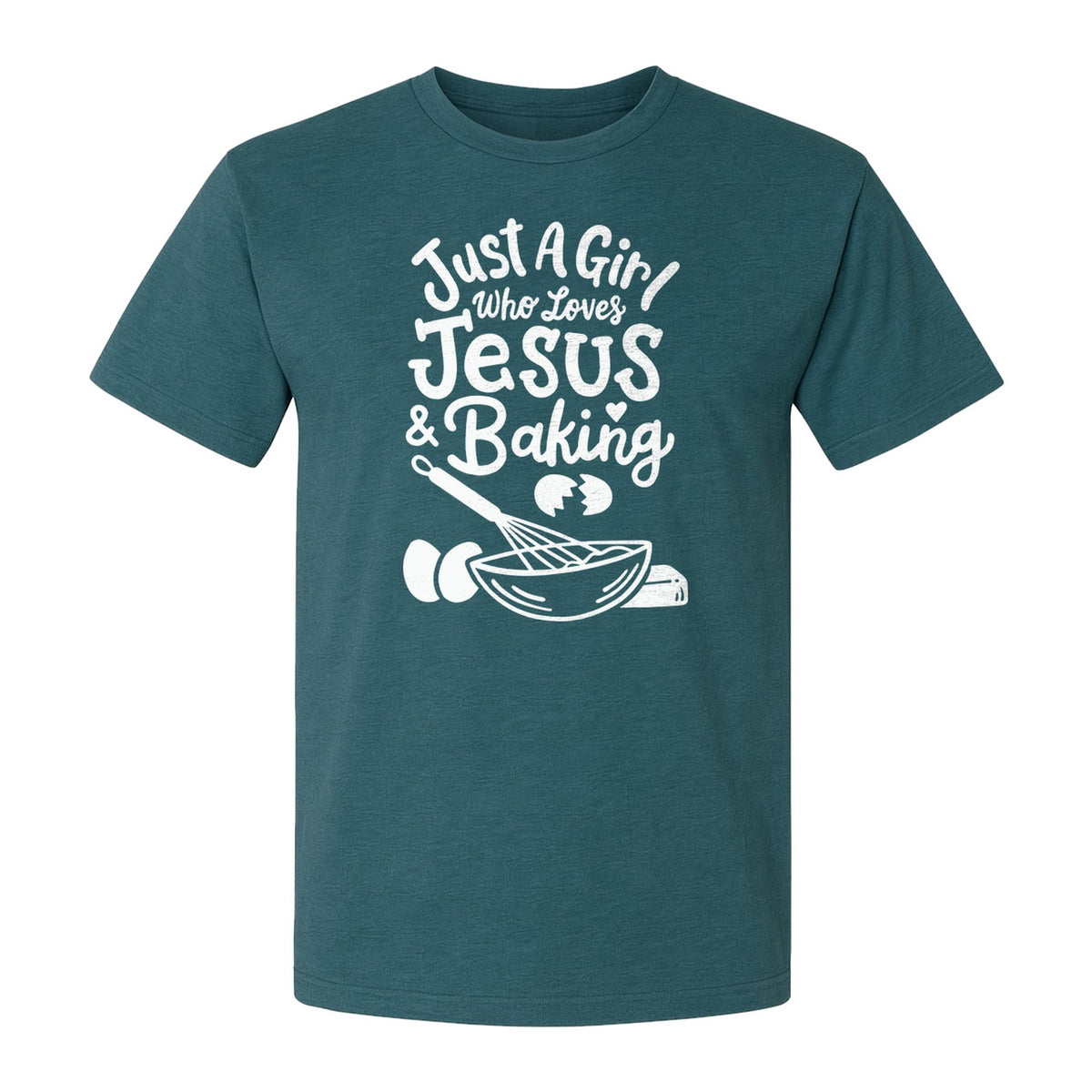 Christian Baking T-Shirt, Just A Girl Who Loves Jesus Design for Bakers and Pastry Lovers
