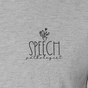 Speech Therapy T-Shirt, Small Pocket Print for Language Pathologists, SLP Graduates and Coworkers