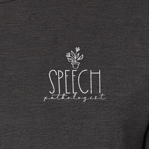 Speech Therapy T-Shirt, Small Pocket Print for Language Pathologists, SLP Graduates and Coworkers