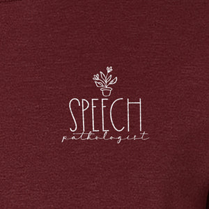 Speech Therapy T-Shirt, Small Pocket Print for Language Pathologists, SLP Graduates and Coworkers