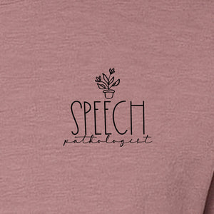 Speech Therapy T-Shirt, Small Pocket Print for Language Pathologists, SLP Graduates and Coworkers