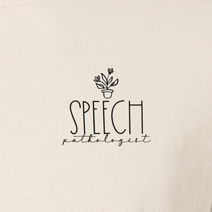 Speech Therapy T-Shirt, Small Pocket Print for Language Pathologists, SLP Graduates and Coworkers