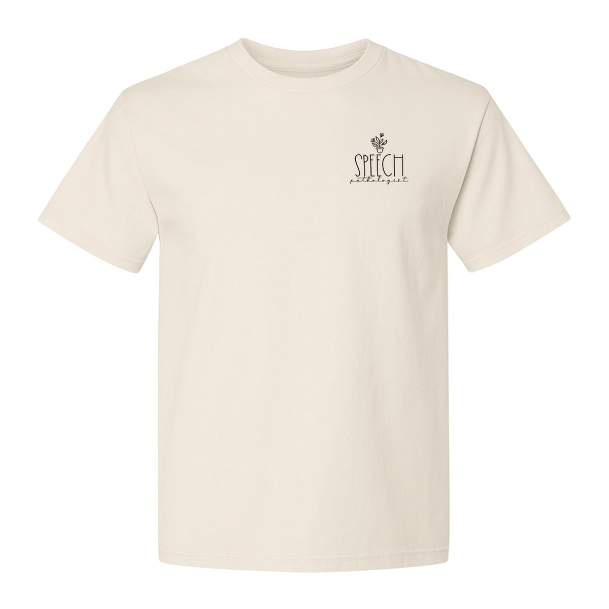 Speech Therapy T-Shirt, Small Pocket Print for Language Pathologists, SLP Graduates and Coworkers