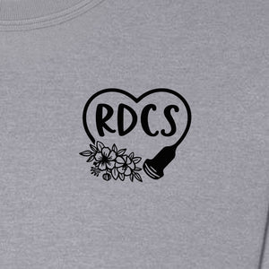 Cardiac Sonographer Sweatshirt, RDCS Heart and Snowflake Pocket Design for Echo Techs
